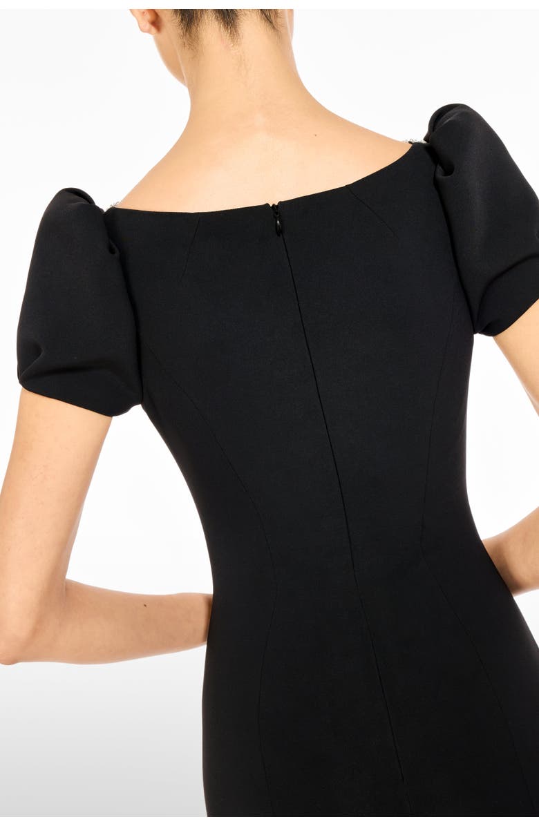 Jenny Packham Vienna Embellished Puff-Sleeve Midi Dress, Alternate, color, Liquorice