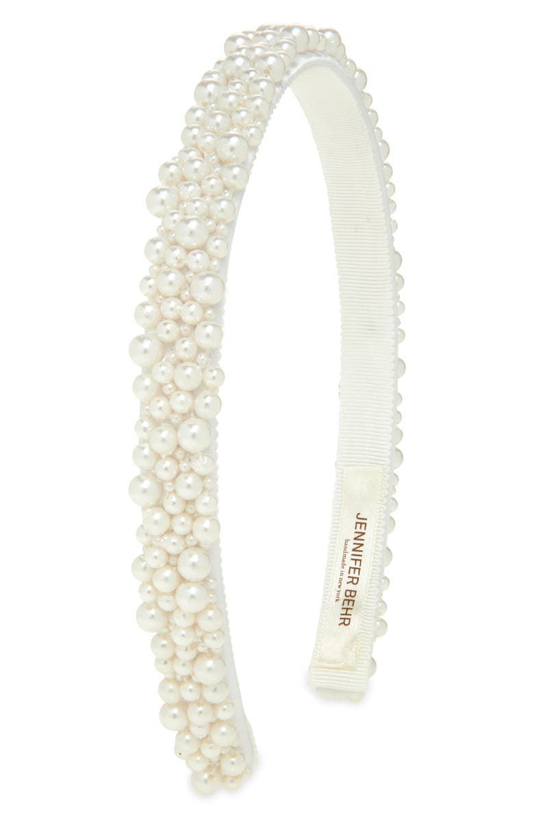 Jennifer Behr Bria Faux Pearl Headband, Main, color,