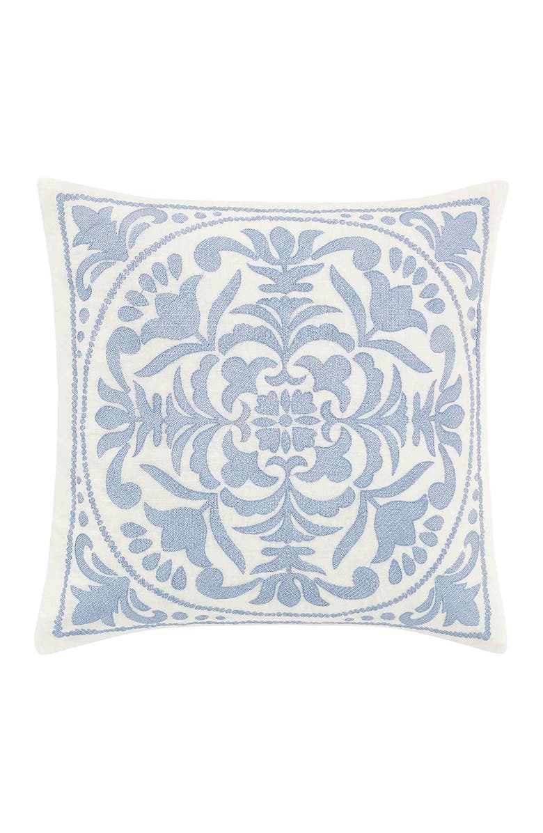 Laura Ashley Mila Medium Blue 18" X 18" Decorative Pillow, Main, color, Blue