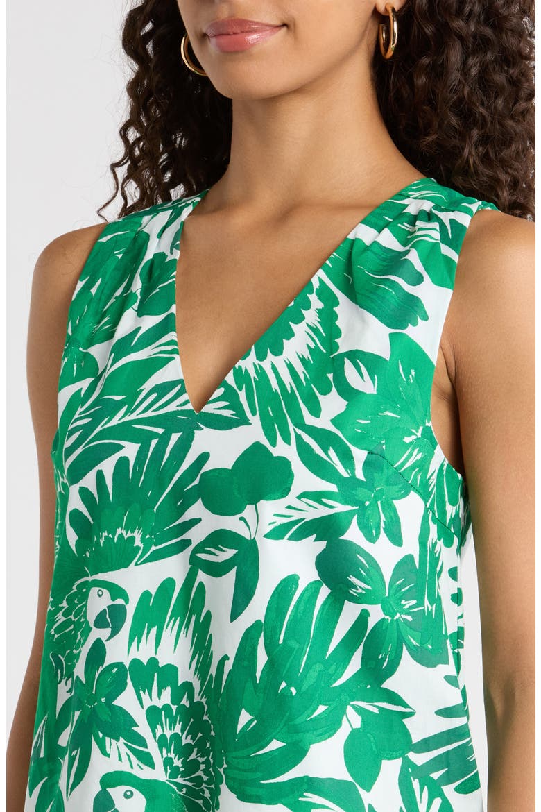 Tropical Print Cotton Shift Dress, Alternate, color, WHITE-GREENS