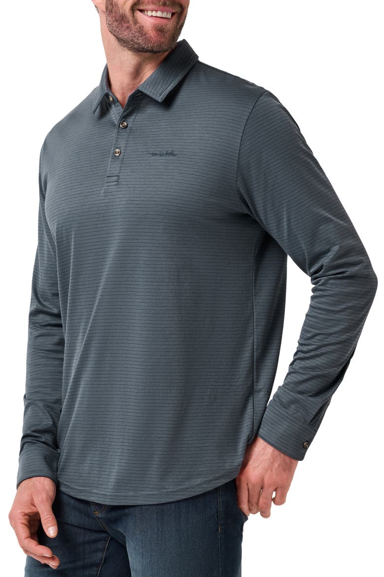 The Zinna 2.0 Long Sleeve Polo, Alternate, color, MOOD INDIGO/ VINTAGE INDIGO