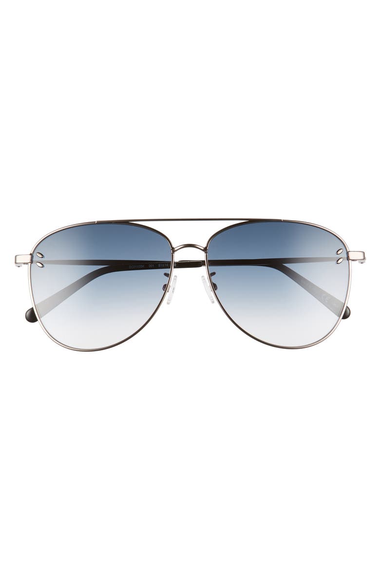 61mm Aviator Sunglasses, Alternate, color, RUTHENIUM