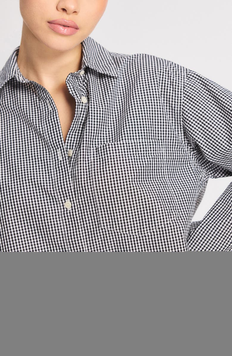 SAVAGE X FENTY Kickback Casuals Pajama Button-Up Shirt, Alternate, color, Black Caviar Check Effect