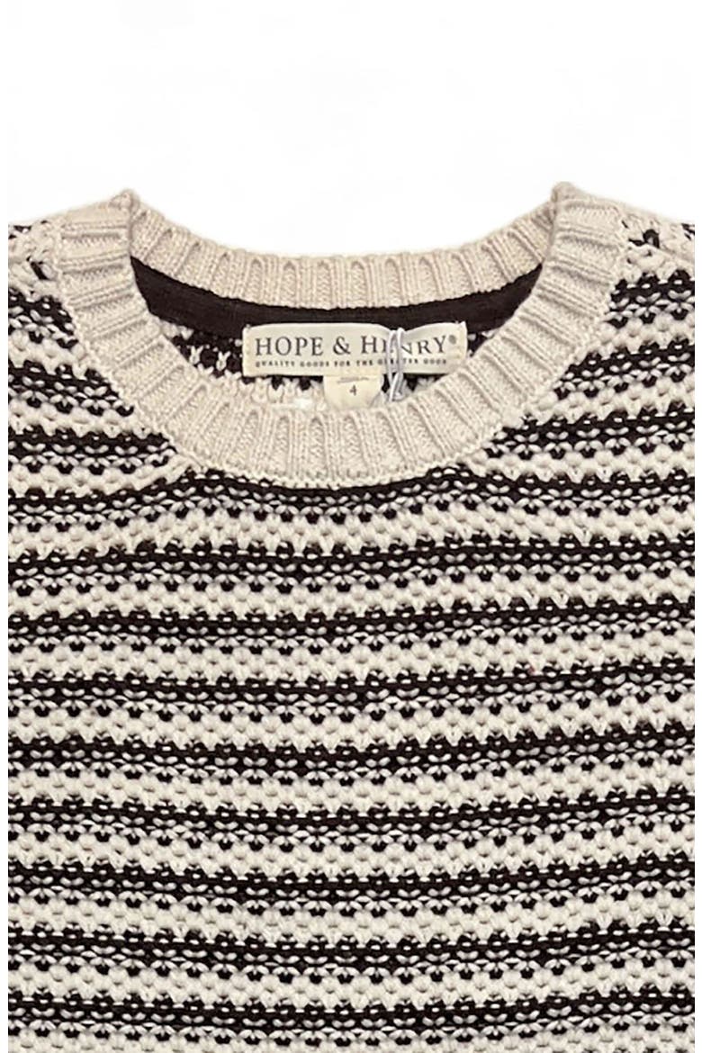 Kids' Organic Striped Crew Neck Pullover Sweater, Alternate, color, Chocolate and Tan Stripe