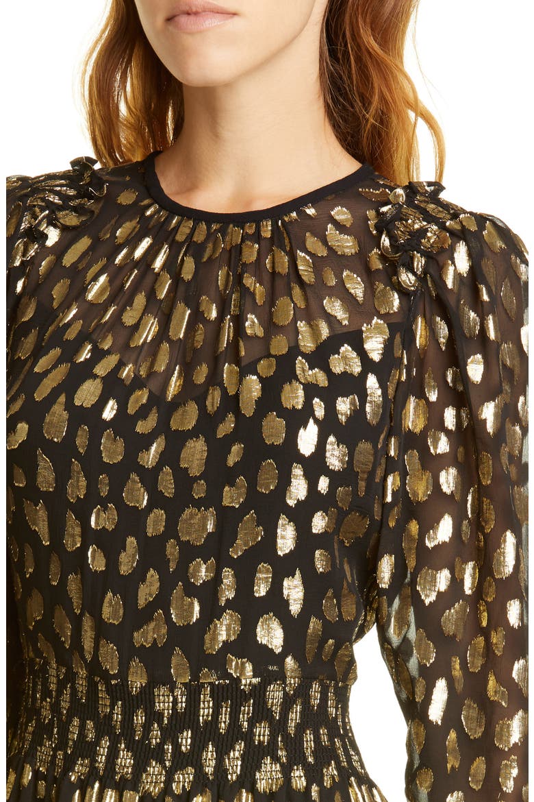 Leopard Metallic Long Sleeve Dress, Alternate, color, BLACK COMBO