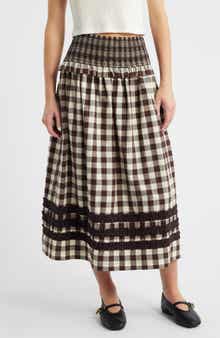 Ava Ruffle Trim Midi Skirt