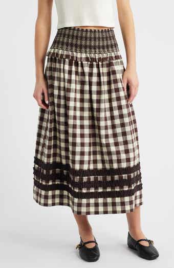Damson Madder Ava Ruffle Trim Midi Skirt