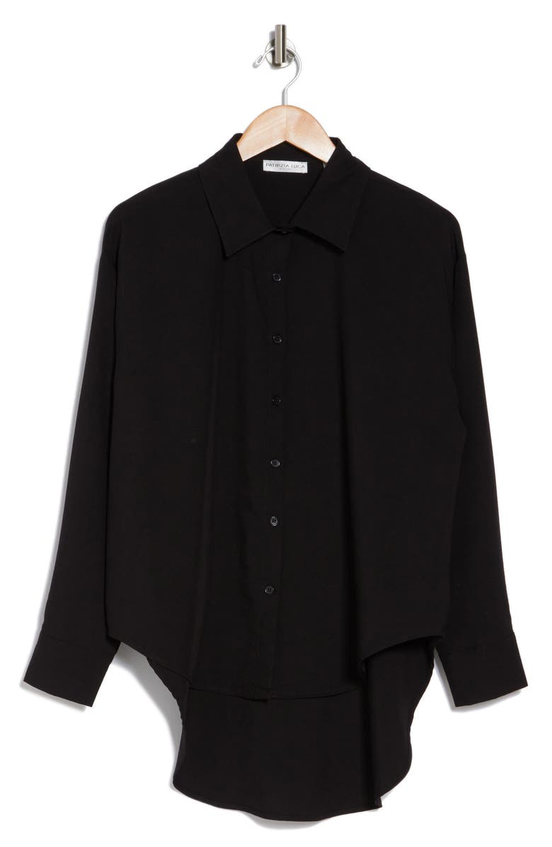 PATRIZIA LUCA Oversize High-Low Button-Up Shirt, Alternate, color, Black