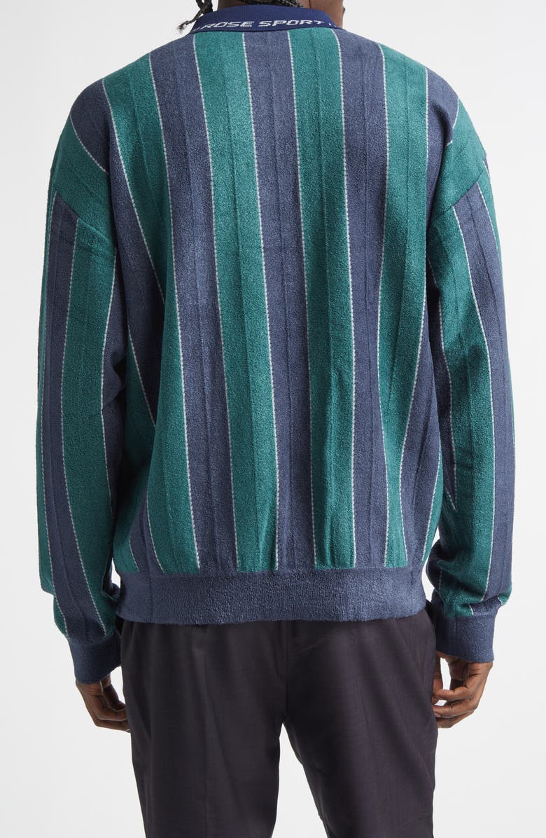 Martine Rose Sporty Logo Stripe Quarter Zip Polo, Alternate, color, Green
