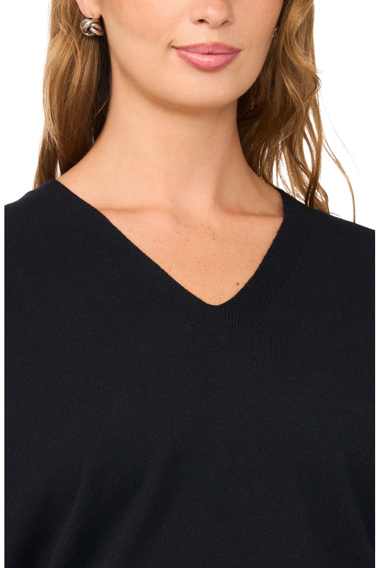 V-Neck Short Sleeve Boxy Sweater, Alternate, color, RICH BLACK