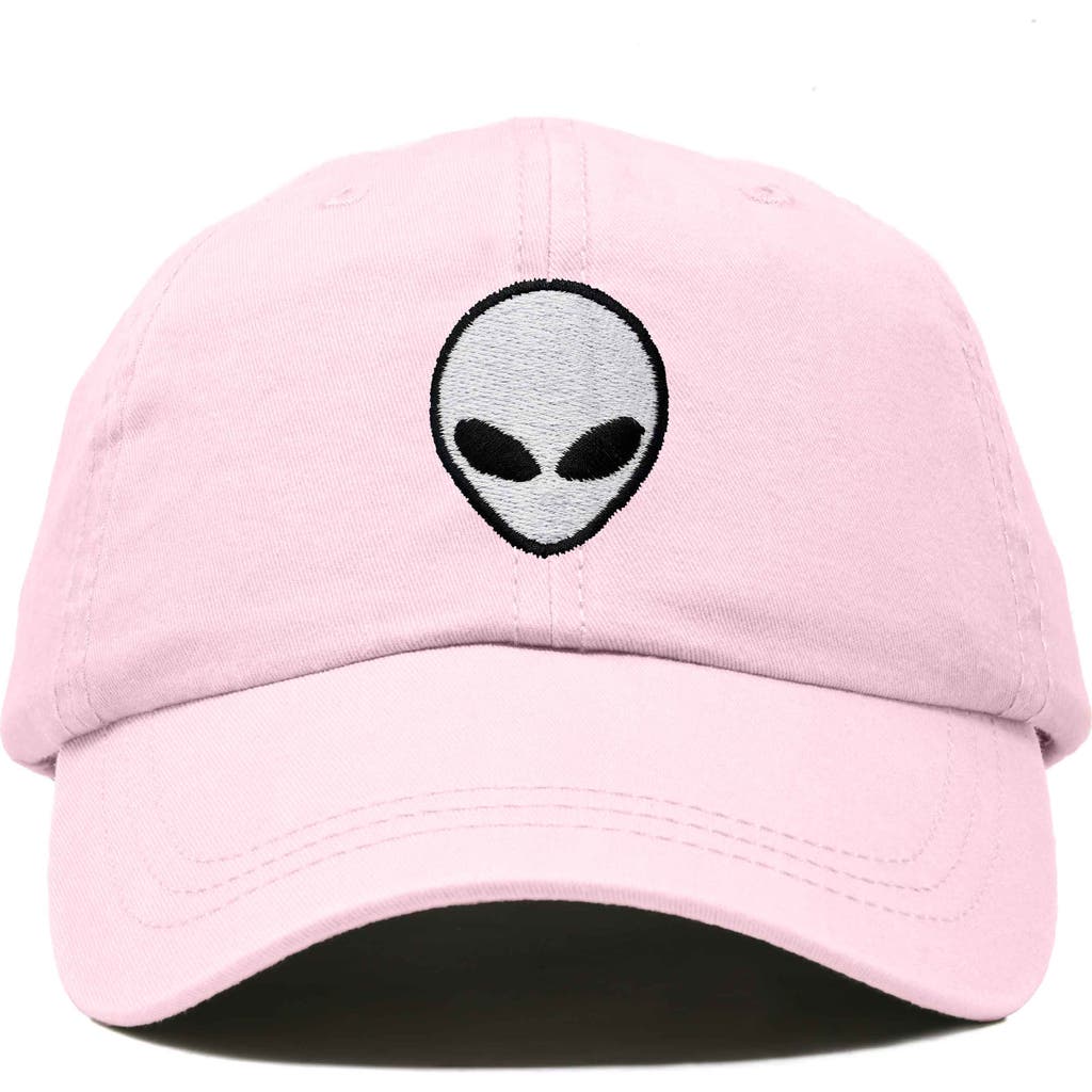 Dalix Alien Embroidered Classic Dad Cap In Washed Pink