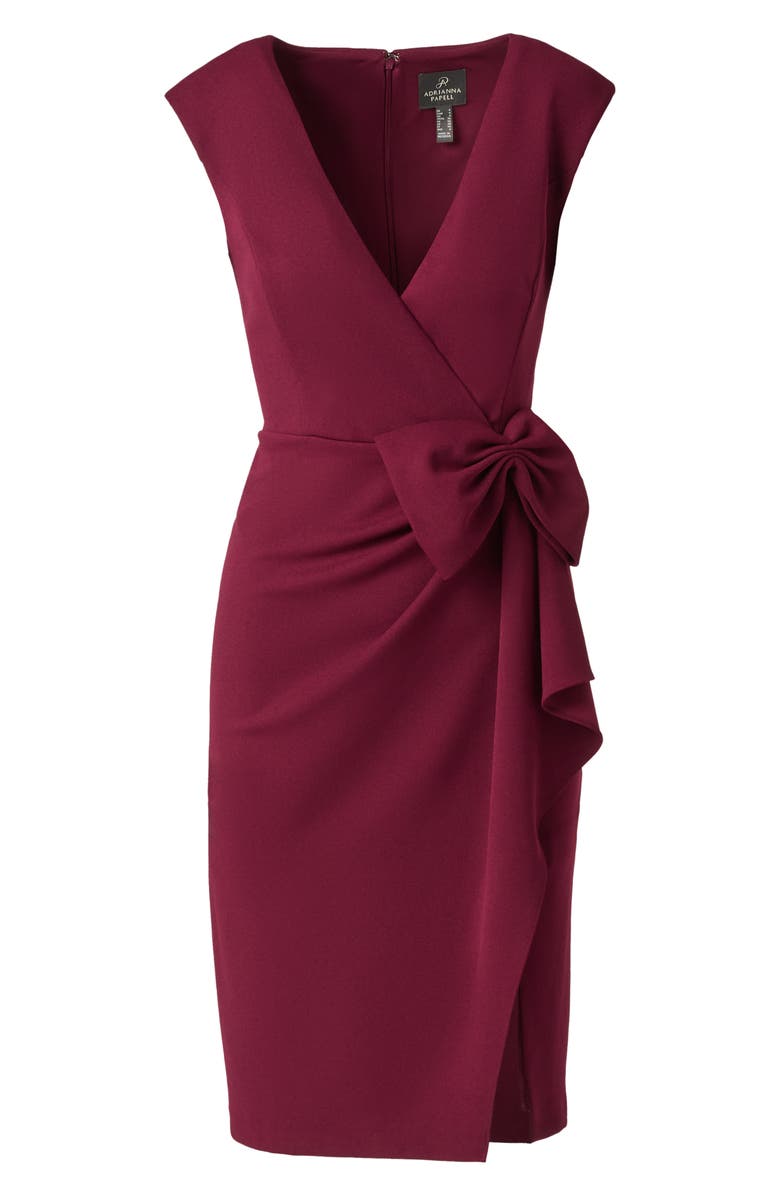 Adrianna Papell Sleeveless Bow Crepe Sheath Dress, Alternate, color, 