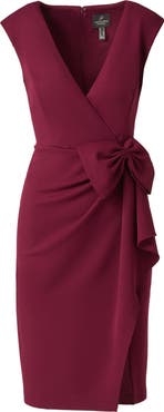 Adrianna Papell Sleeveless Bow Crepe Sheath Dress