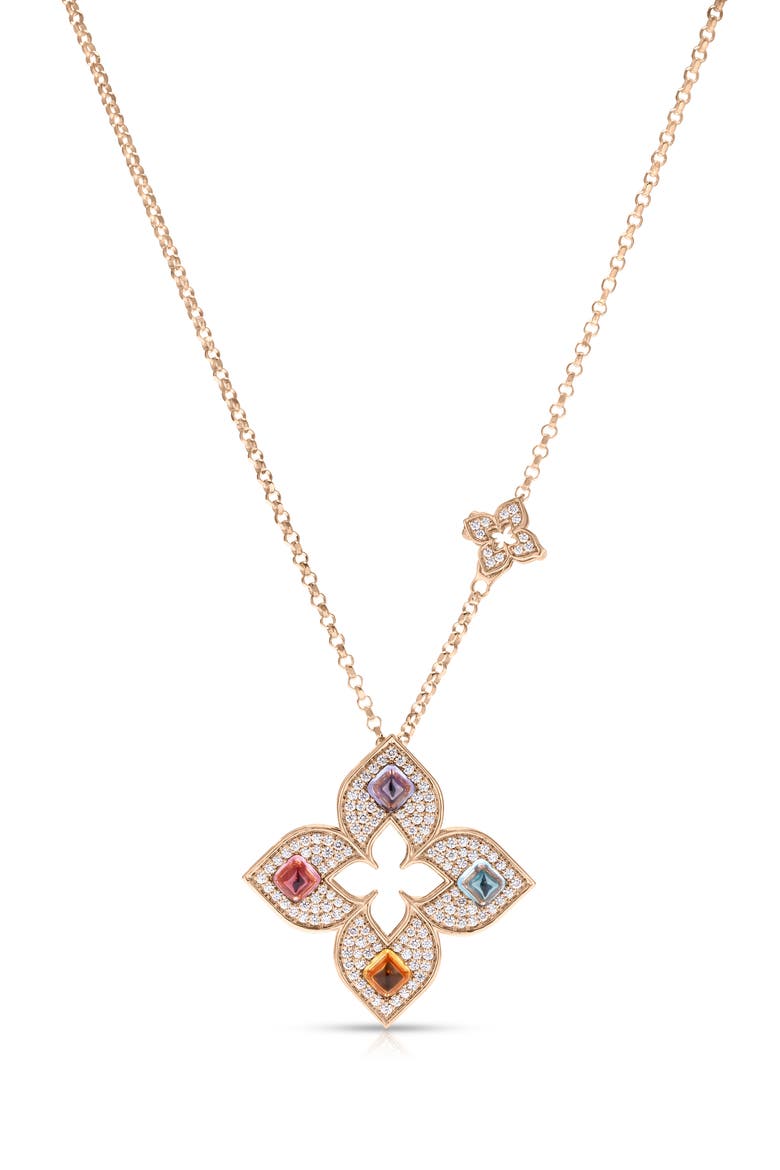 Venetian Princess Carnival Diamond & Mixed Jewels Pendant Necklace, Main, color, ROSE GOLD