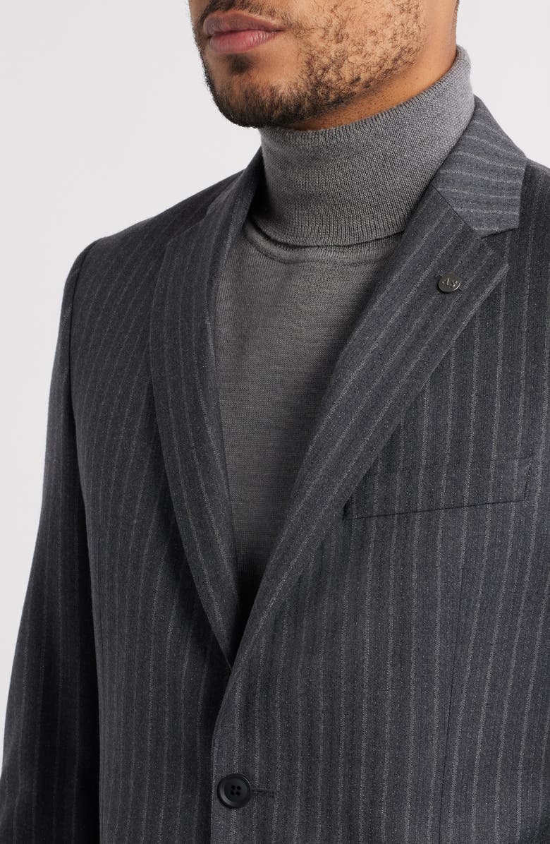 AllSaints Ross Slim Fit Striped Wool Suit, Alternate, color, Charcoal