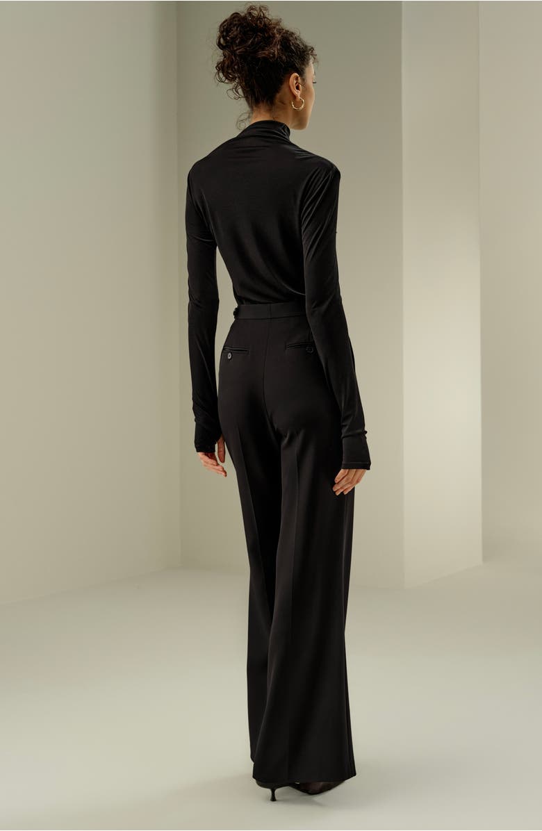 Lilysilk Slim Fitted Silk Jersey Long Sleeve Top, Alternate, color, Black