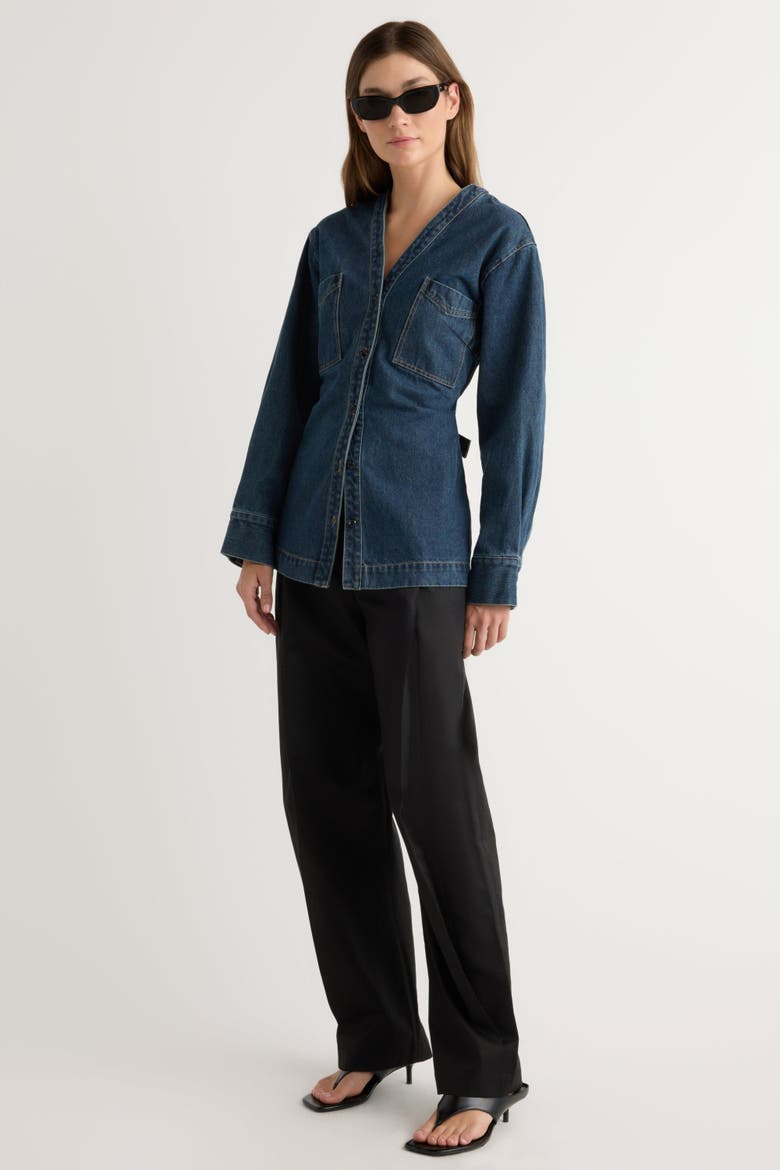 Emmett Structured-Sleeve Denim Jacket, Alternate, color, Indigo