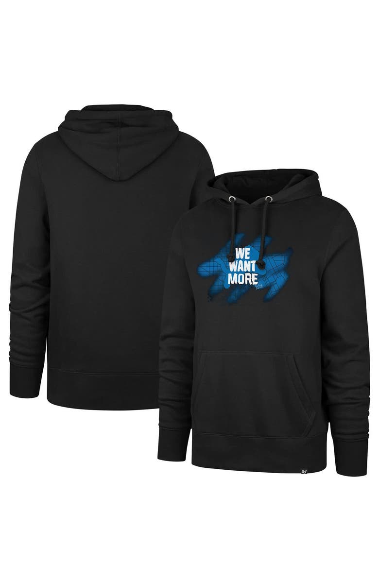'47 Men's '47  Black Detroit Lions We Want More Headline Pullover Hoodie, Main, color, Black