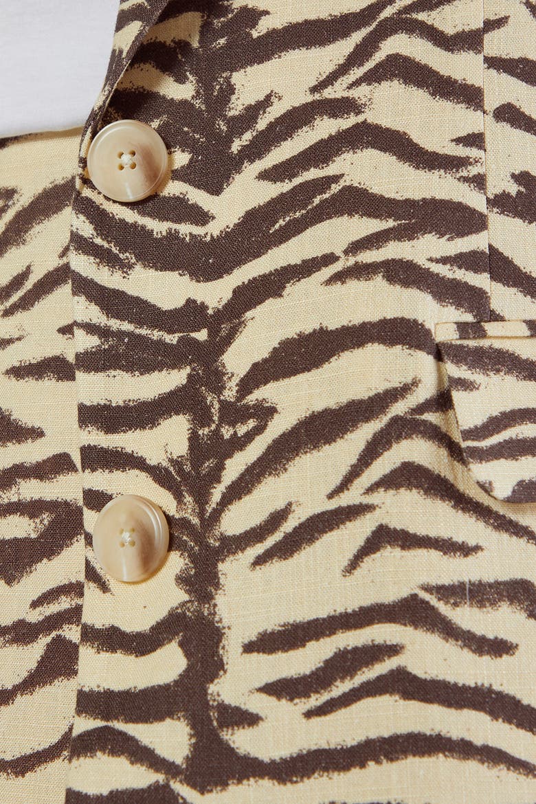 Zebra Print Oversized Tailored Blazer, Alternate, color, Butter