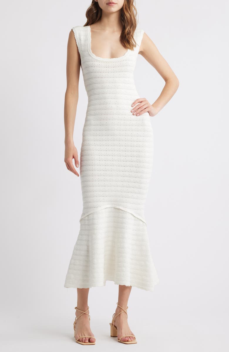 LoveShackFancy Leigh Pointelle Body-Con Dress, Main, color, 