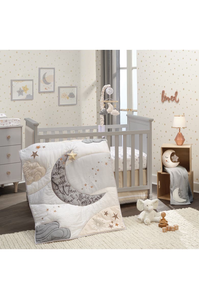 Goodnight Moon 100% Cotton Fitted Crib Sheet - Moon/Stars, Alternate, color, White