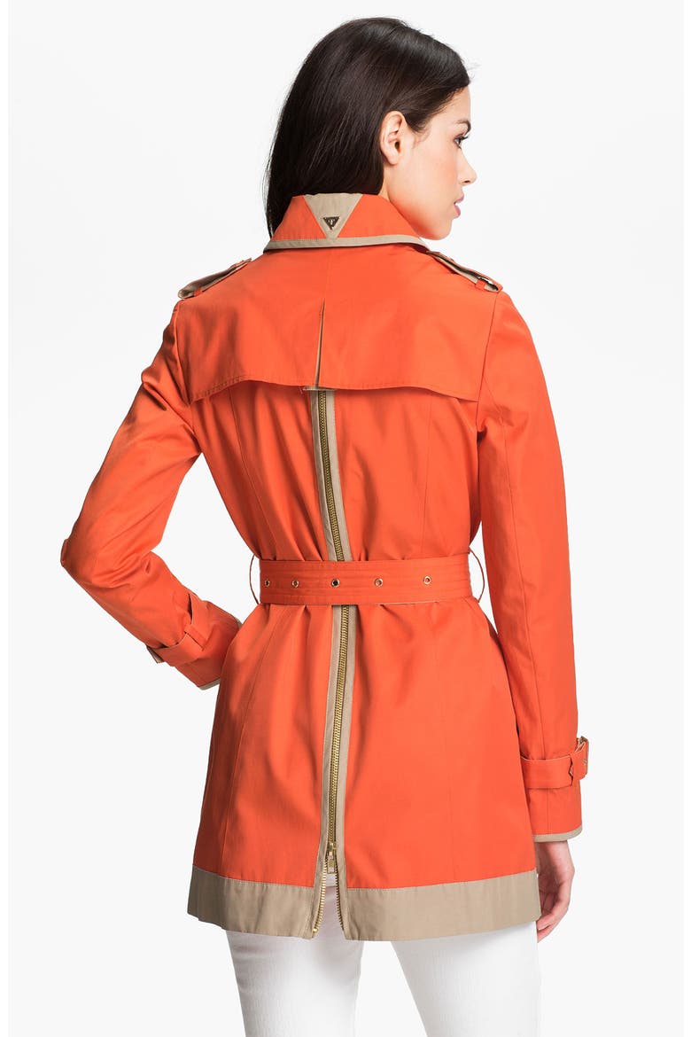 Zip Back Trench Coat, Alternate, color, MANDARIN/ TAUPE