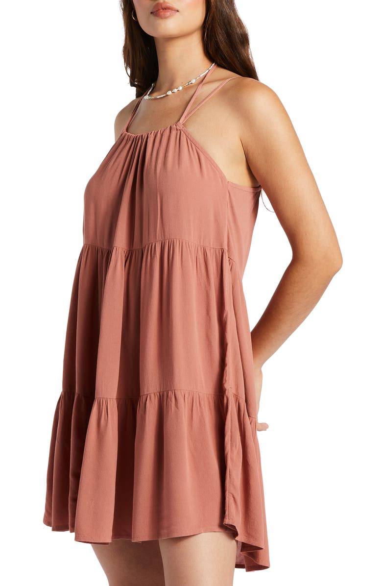 Roxy Evening Breeze Tiered Halter Dress, Alternate, color, Cedar Wood