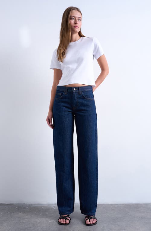 Topshop Low Rise Straight Leg Jeans In Blue