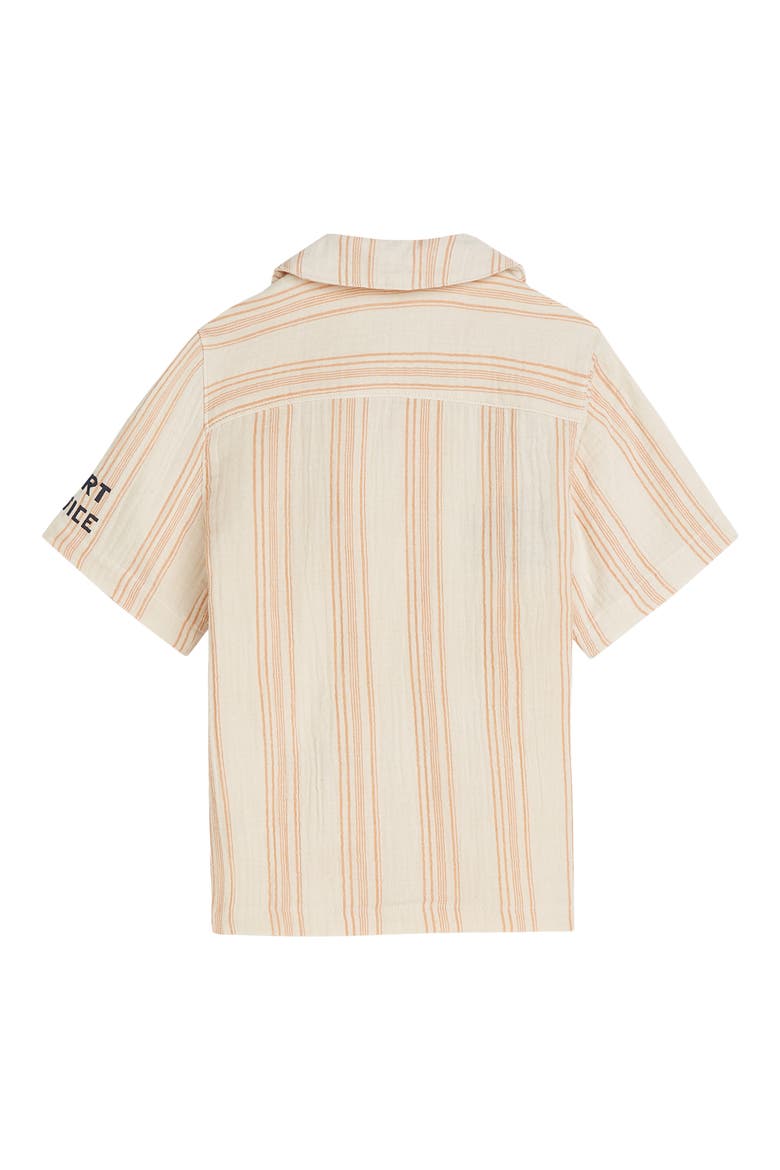 Kids' Stripe Embroidered Button-Up Camp Shirt, Alternate, color, EGGNOG STRIPE
