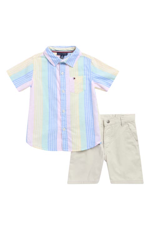 Short Sleeve Button-Up Shirt & Shorts Set (Toddler)
