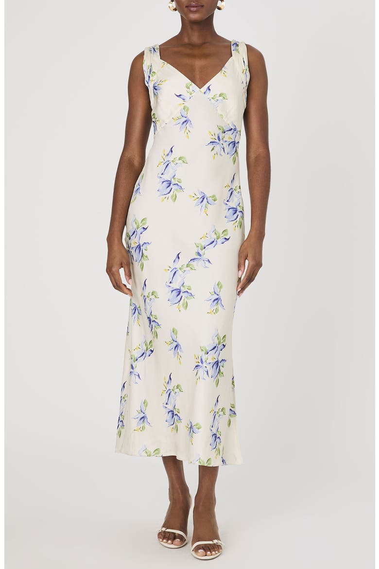 Ennis Vivian Floral Satin Maxi Dress, Main, color, PALE IRIS MULTI