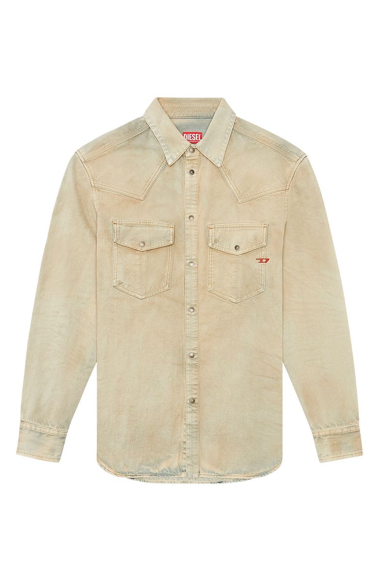 DIESEL<sup>®</sup> D-Ocean Western Cotton & Hemp Denim Snap-Up Shirt, Alternate, color, 