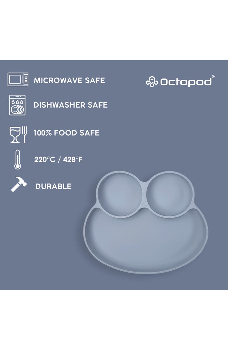 Abiie Octopod Frog Silicone Suction Dish Plate, Alternate, color, Grey