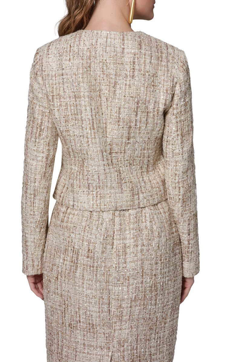 Donna Karan New York Sequin Tweed Blazer, Alternate, color, Dark Beige/ Cream Multi