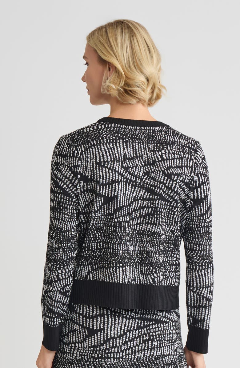 Misook Abstract Animal Print Soft Knit Sweater, Alternate, color, Black/White
