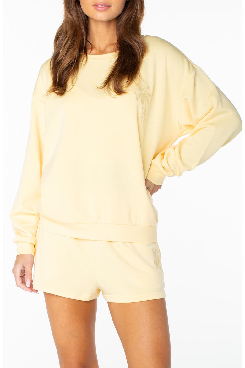 Surfing by Moonlight Embroidered Graphic Sweatshirt, Main, color, GOLDEN HZE