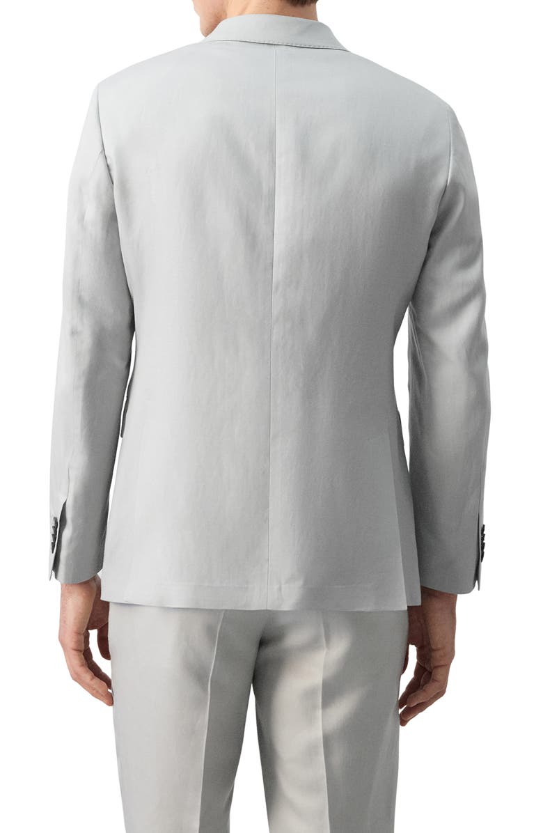 MANGO Amalfi Linen Slim Fit Double Breast Blazer, Alternate, color, Grey