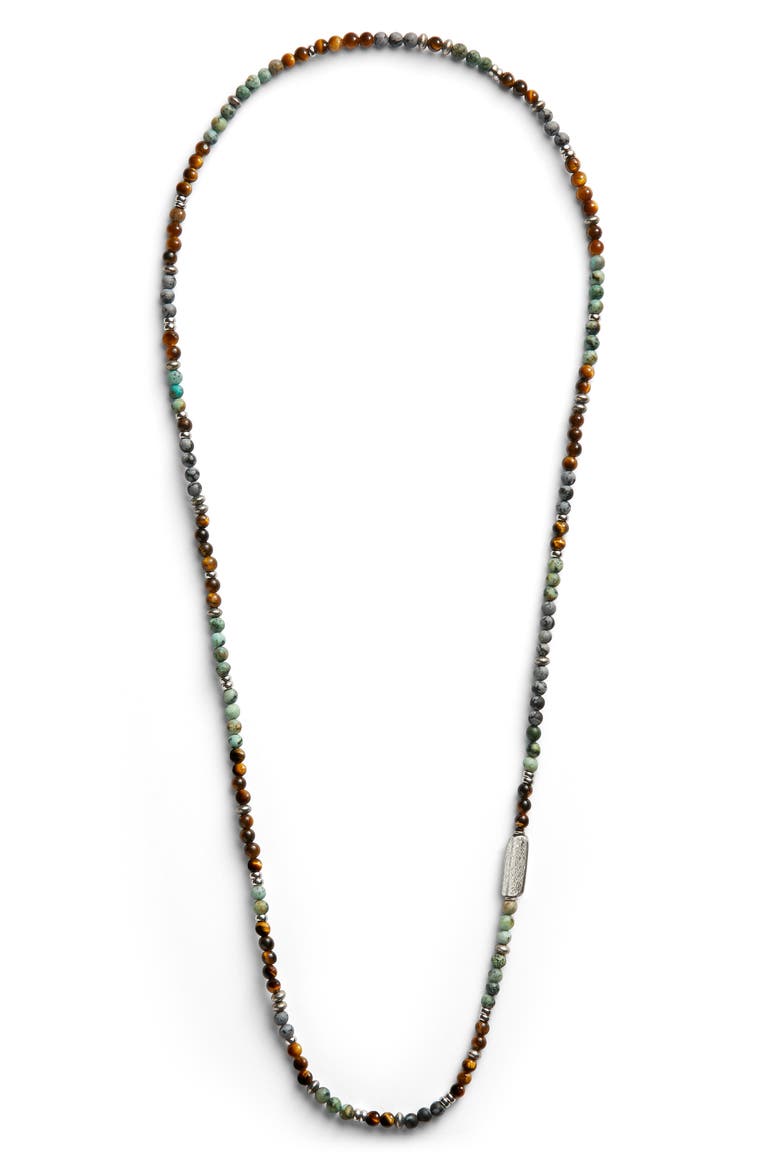 Men's Beaded Necklace, Main, color, TIGER EYE