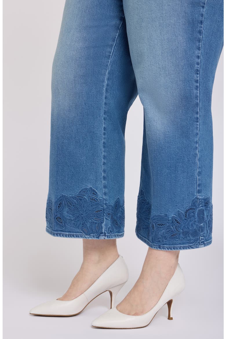 Teresa Embroidered High Waist Wide Leg Ankle Jeans, Alternate, color, PORT SEA