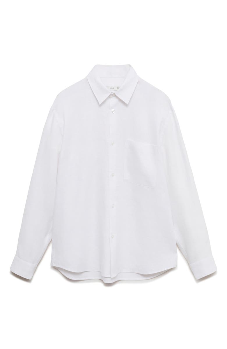 MANGO Regular Fit Linen Button-Up Shirt, Alternate, color, Off White