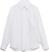 MANGO Regular Fit Linen Button-Up Shirt