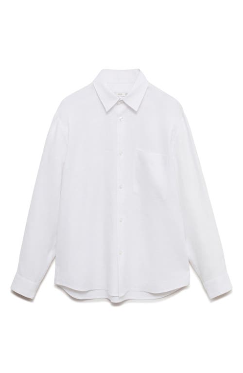 Mango Regular Fit Linen Button-up Shirt In White