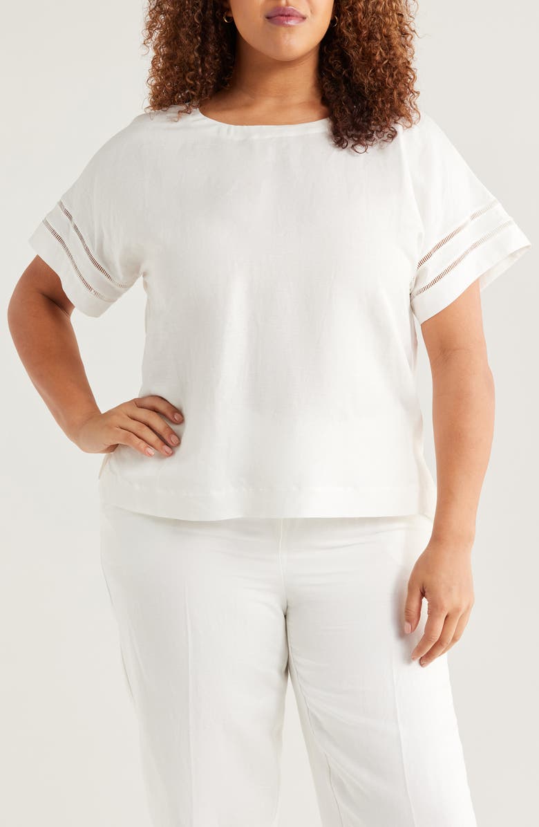 Anne Klein Linen Blend Dolman Sleeve Top, Main, color, 