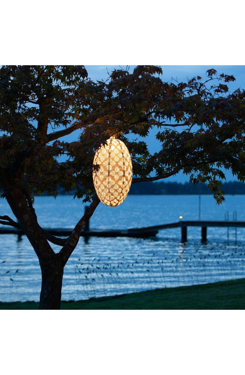 Allsop Home & Garden Soji Stella Nova Geo Palm Pod - Indoor / Outdoor Pendant Lamp, Alternate, color, White