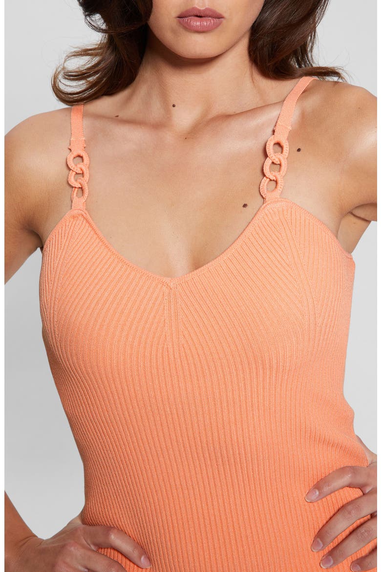 Gina Linked Ring Detail Rib Minidress, Alternate, color, ORANGE ZING MULTI