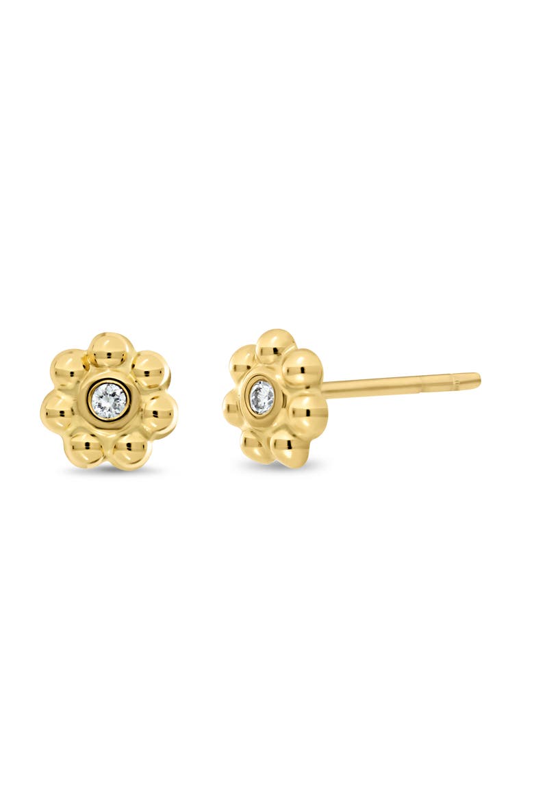 18K Gold Icon Diamond Flower Stud Earrings, Main, color, 18KY