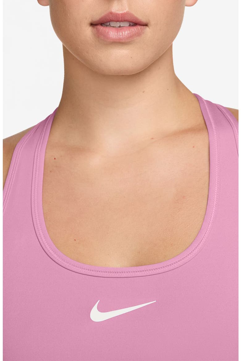Swoosh Medium Support Dri-FIT Unpadded Sports Bra, Alternate, color, PINK RISE/ WHITE