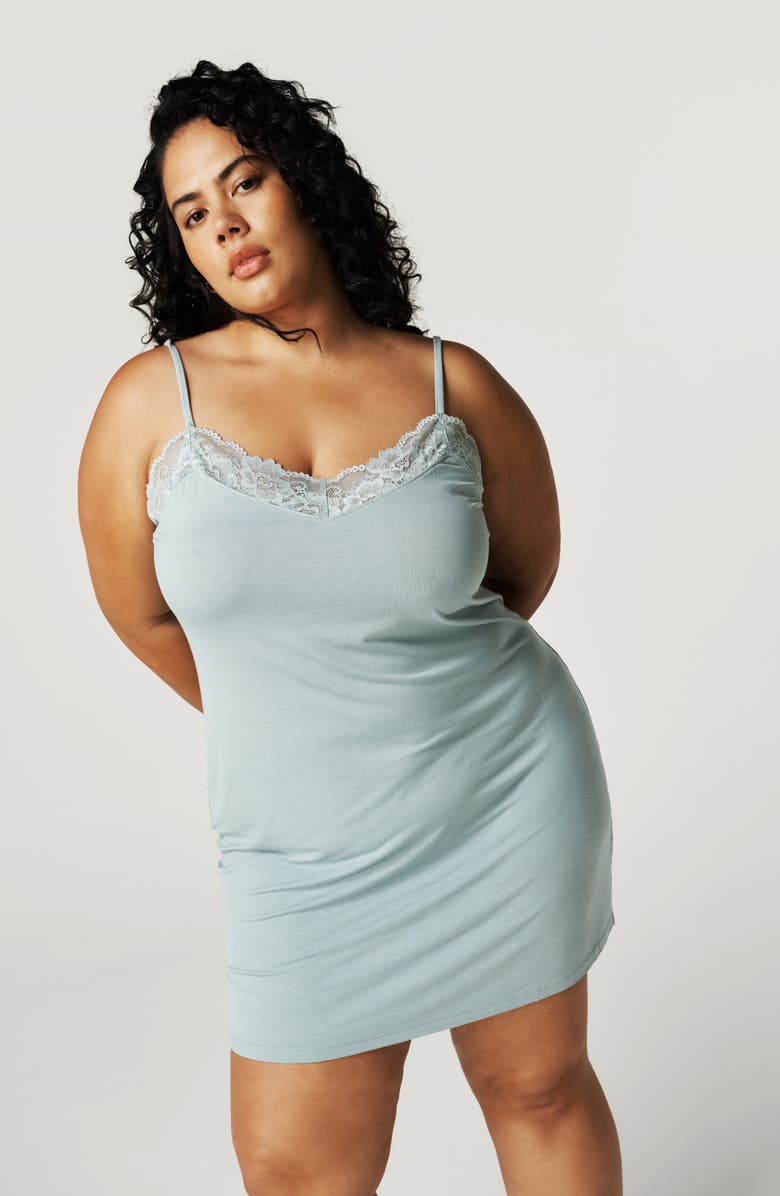 Posh Peanut Lace Trim Nightgown, Alternate, color, Green