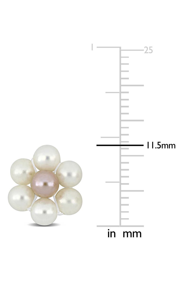 DELMAR Floral Cultured Pearl Stud Earrings, Alternate, color, White