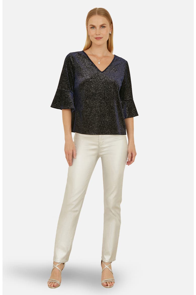 Fluted Sleeve Relaxed Fit Top, Alternate, color, Navy